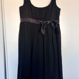 London Times Black Midi Dress with Bow Accent